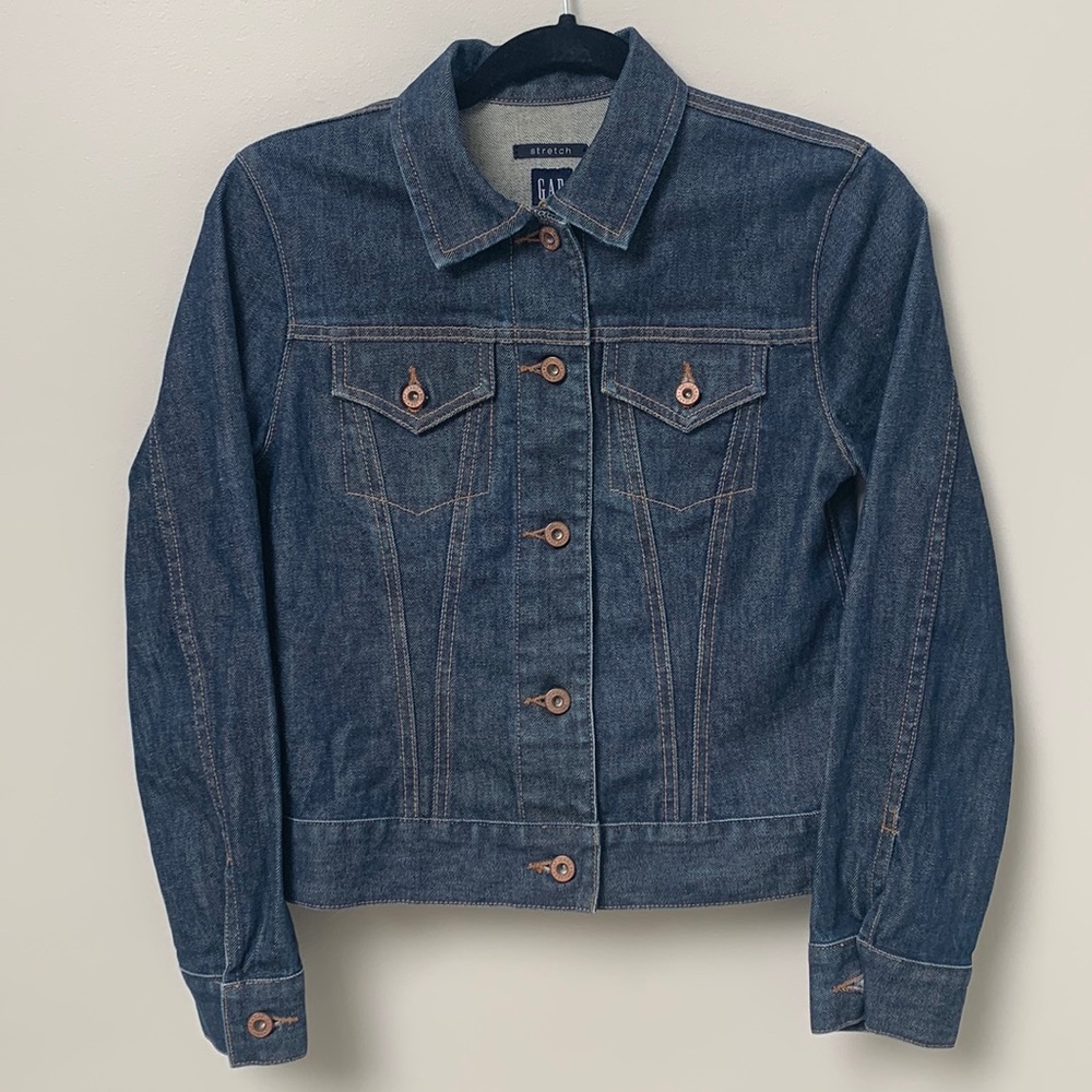 Gap Dark Blue Denim Jean Jacket Stretch Short XS NWOT